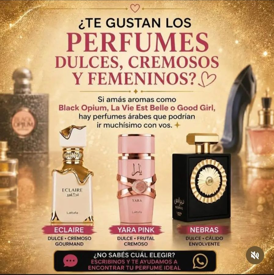 Selección de perfumes dulces, cremosos y femeninos